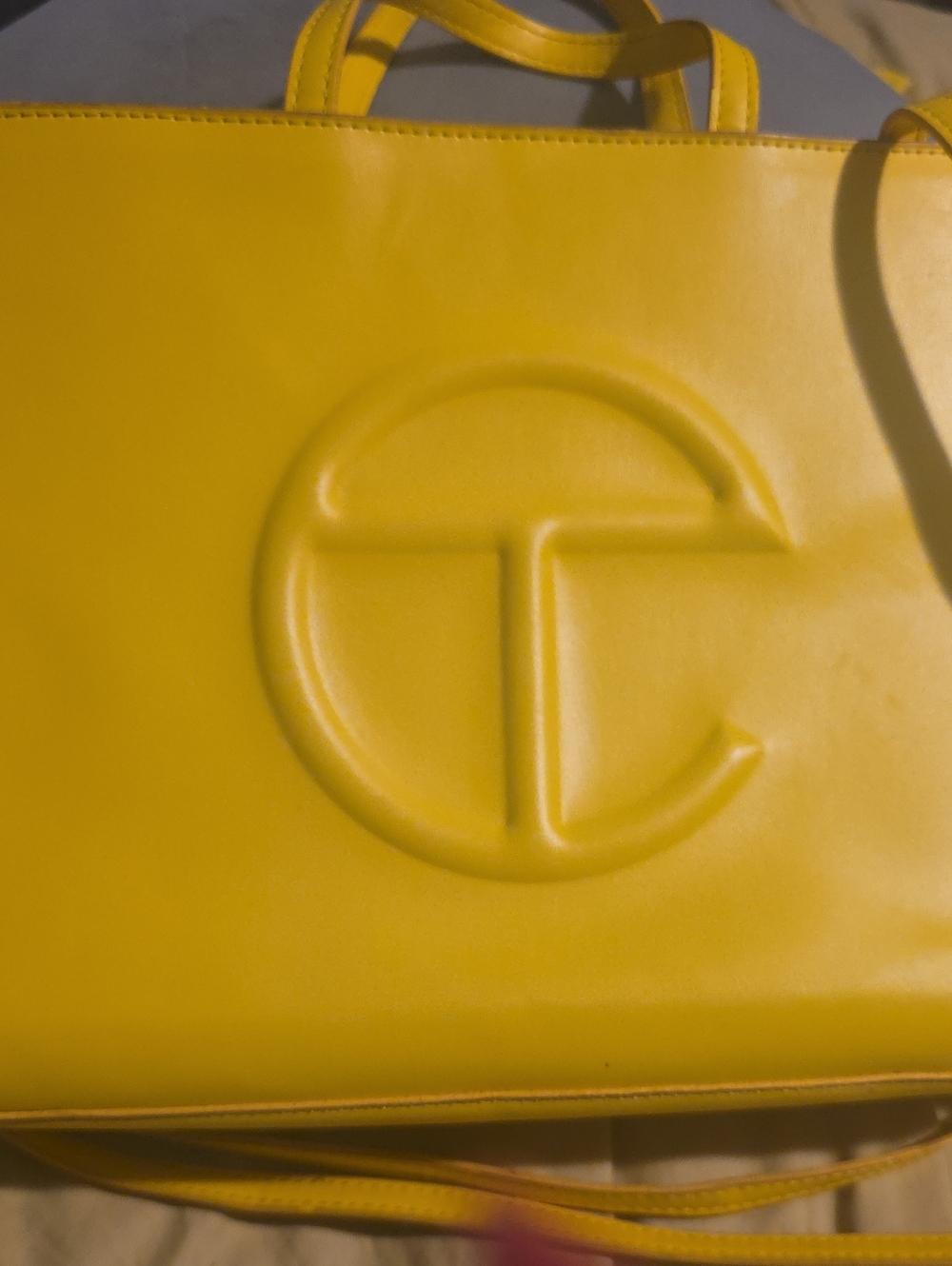 Telfar Yellow Embossed Logo Tote